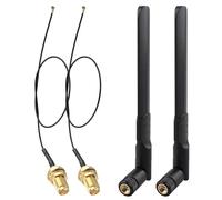 Futheda 2 Piezas Antena WiFi Doble Banda 8dBi RP-SMA Macho MIMO＋20cm IPX U.FL MHF4 a RP-SMA Hembra Cable de Extensión para Tarjeta de Red Inalámbrica Intel M.2 NGFF Adaptador WiFi Portátil