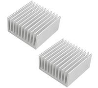 Futheda 2 piezas de aluminio Chipset disipador de calor Radiador disipador de calor disipador de calor Fin enfriamiento Fin Plata para CPU LED Power Active Electronic Component 40 x 40 x 20 mm