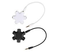 Futheda 2 Piezas Divisor Auriculares, Audio Splitter Jack 3.5mm Macho a Hembra Estéreo Divider para Headphone Cable Conector Adaptador para Teléfono Móvil PC Laptop - (1 x Blanco + 1 x Negro)