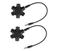 Futheda 2 Piezas Divisor Auriculares, Audio Splitter Jack 3.5mm Macho a Hembra Estéreo Multi Earphone Divider para Headphone Cable Conector Adaptador para Teléfono Móvil PC Laptop - Negro