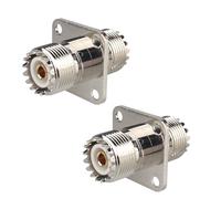 Futheda 2 piezas SO239 PL259 UHF hembra a UHF hembra de 4 agujeros conector de montaje en panel RF adaptador coaxial compatible con radioaficionado Ham Radio Router Antena Wi-Fi Cable de extensión
