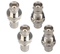 Futheda - 4 conectores BNC hembra a BNC hembra de barril, adaptador de 50 ohmios, compatible con antenas de cable de extensión coaxial, sistema de vigilancia de cámara CCTV, cable de video, grabadora