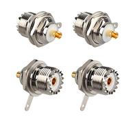 Futheda 4 piezas UHF SO239 mamparo hembra panel brida soldadura cubierta clip taza PL259 tuerca bulkhead mango montaje conector recto adaptador de antena coaxial para cable coaxial CCTV radios WiFi
