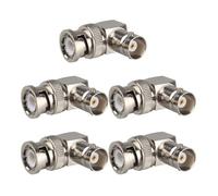 Futheda 5 conectores BNC macho a BNC hembra en ángulo recto BNC adaptador de codo de 90 grados RF cable coaxial compatible con cámaras de seguridad CCTV 2G 3G 6G HD SDI transmisor de vídeo cable de