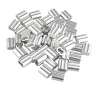Futheda 50 piezas 4.0 mm Cable Cuerda de Alambre Aluminio Mangas Clips Crimping Loops Color Plata con Doble Orificios