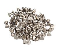Futheda 50 piezas 5 x 8 mm Chicago encuadernación tornillo poste de Niquelado remache de uñas plana sujetadores para libro álbum de fotos álbum de piel cinturón, tono plateado