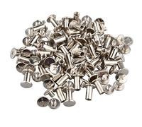 Futheda 50 piezas Chicago encuadernación tornillo poste de Niquelado remache de uñas planas sujetadores para libro álbum de fotos cuero cinturón, tono plateado, 5 x 10 mm