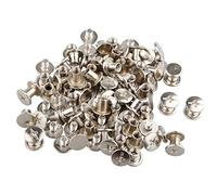 Futheda 50pcs Chicago Tornillo Fijación Fijación plana de clavos de Niquelado Remaches para libro Scrapbook Álbum de fotos Cinturón de cuero, plata, 5 x 6 mm
