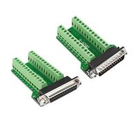 Futheda DB25 D-SUB Conector de placa de desconexión de puerto macho y hembra 25 pines Adaptador de 2 filas RS232 sin soldadura a bloque de Módulo de señal Junta de ruptura con tornillos de pulgar