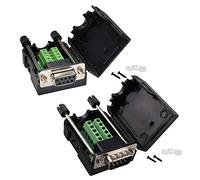 Futheda DB9 RS232 D-Sub Hembra y Macho de 9 Pines 2 Filas de Puerto Serie Breakout Board a Terminal Conector módulo de señal sin Soldadura (Adaptador Macho con Estuche x1, Adaptador Hembra con Caso)