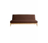Futon Online Sofá Cama Zúrich, Madera Maciza Natural, Individual 140x200 cm, Convertible, Estilo Moderno, Sin Brazos (Marrón Chocolate)