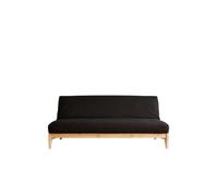 Futon Online Sofá Cama Zúrich, Madera Maciza Natural, Individual 140x200 cm, Convertible, Estilo Moderno, Sin Brazos (Negra)