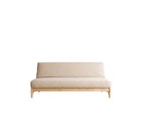 Futon Online Sofá Cama Zúrich, Madera Maciza Natural, Individual 140x200 cm, Convertible, Estilo Moderno, Sin Brazos (Beige Jaspeado)