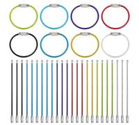 Futongda 40Pcs Llaveros de Cable Llaveros de Alambre de Metal Llavero de Cable de Acero, Alambre Llaveros Cable con Conector de Acero para Colgar Etiqueta del Equipaje (10CM, 8Colores)
