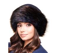 Futrzane Classic Gorro Mongol - Gorros Invierno Mujer Lana - Sombrero de Piel (L, Azul Marino - Azul Marino con Marrón Classic)