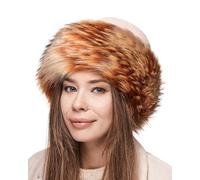 Futrzane Classic Gorro Mongol - Gorros Invierno Mujer Lana - Sombrero de Piel (M, Beige - Naranja Classic)
