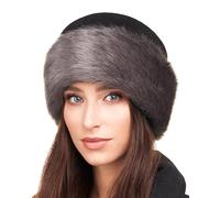 Futrzane Classic Gorro Mongol - Gorros Invierno Mujer Lana - Sombrero de Piel (S, Negro - Gris Corto Classic)