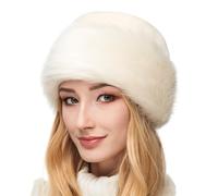 Futrzane Classic Gorro Mongol - Gorros Invierno Mujer Lana - Sombrero de Piel (XS, Crudo - Crudo Classic)