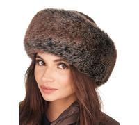 Futrzane Siberian Gorro Mongol - Sombrero con Cuero y Piel Sintetica para Mujer (S, Marrón - Marrón Siberian)