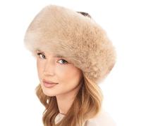 Futrzane Siberian Gorro Mongol - Sombrero con Cuero y Piel Sintetica para Mujer (XS, Dorado - Dorado Siberian)