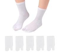 Futuhada 5 Pares Calcetines Unisex Tabi Chanclas, Calcetines Geta Dedo Separado Elástico, Blancos, Talla Única, Versátiles para Hombres y Mujeres