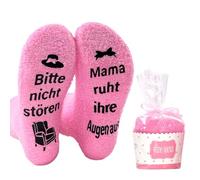 Futuhada Calcetines de Peluche Antideslizantes, Calcetines Mullidos Mujer con Texto en Alemán Bitte Nicht Stören Mama Ruht Ihre Augen Aus, Regalos de Cumpleaños para Mamá, Talla única