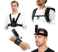Futuhada Kit Accesorios Cámara Deportiva 4 en 1 | Arnés Pecho, Correa Cabeza, Muñequera, Clip Mochila Compatible con Insta360 X5/X4/X3 y GoPro Hero 13/12/11/10/9/8