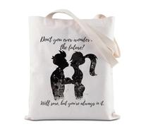 Futurama - Bolsa de mano reutilizable Fry And Leela para la compra de comestibles con cita "Don't You Ever Wond", bolsa de hombro para parejas, The Future Tote, 35*40cm