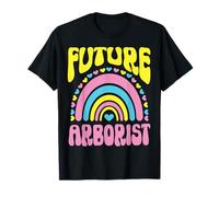 Future Arborist Bright Retro Rainbow Ocupación Camiseta