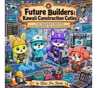Future Builders: Kawaii Construction Cuties: A Cute Coloring Book for Adults & Kids with Chibi Animal Robots, Tools, and Tomorrowland Builds