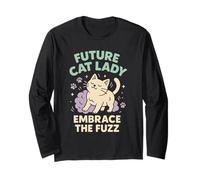 Future Crazy Cat Lady Cute Feline Obsesión Extravagante Cat Life Manga Larga