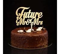 Future Mrs Cake Toppers - Decoración rústica para tartas con silueta de Mr & Mrs, decoración personalizada para tartas de novia y novio, suministros de fiesta, regalos de boda para pareja, color
