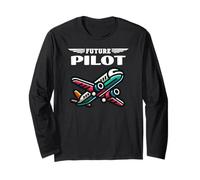 Future Pilot Airplane Plane Boys Girls Toddler Kids Aviation Manga Larga
