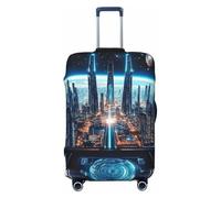 Future Science Fiction City - Funda elástica para equipaje de viaje, protector de maleta, funda de equipaje impresa antiarañazos, Black, L