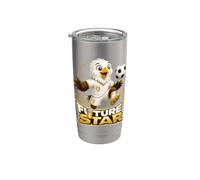Future Soccer Star Eagle Kicking Football Design Vaso térmico de acero inoxidable de doble pared