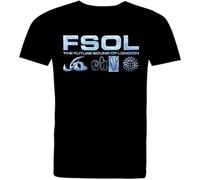 Future Sound of London. Silver Logos. Full Cotton Black T Shirt.(XX-Large)