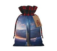 Future Tower Of Pattern - Bolsas de Navidad con cordón, bolsas de regalo de Navidad, bolsas de dulces de Navidad, bolsas de golosinas, bolsas de recuerdos de fiesta, S