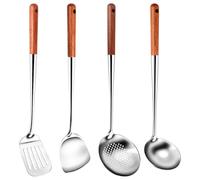 FutureHight Espátula larga para wok de acero inoxidable, espátula de cocina ranurada, cucharón, utensilios de cocina, utensilios