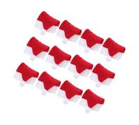 FUTUREORYY 12 Mini Gorros Navideños de Papá Noel para Piruletas Hechos de Tela No Tejida Reutilizable Color Rojo Ideales para Decoración de Fiestas y Manualidades Navideñas