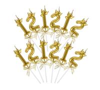 FUTUREORYY 12 Piezas Velas de Cumpleaños Doradas Números y Tartas Decoración Creativa para Fiesta de Años Elegante para Celebración