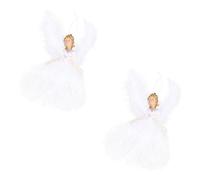 FUTUREORYY 2 Piezas Adornos de Ángeles de Peluche para Árbol de Navidad Colgantes Decorativos Blancos Figuras Adorables para Fiesta y Decoración Festiva