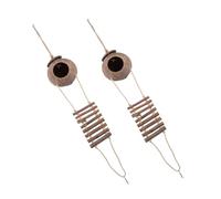 FUTUREORYY 2 Piezas Nido Colgante de Cáscara de Natural para Periquitos y con Escalera Refugio Seguro y Estimulante para Aves Pequeñas