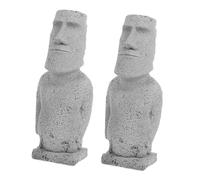 FUTUREORYY 2piezas Figuritas Moai para Decoración De Jardín y Hogar Escultura Abstracta De Cabeza De Isla De Pascua Estatua De Piedra para Decoración De Escritorio y Estantería Diseño