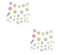 FUTUREORYY 4 Juegos Decoraciones de Cumpleaños Mascotas de Accesorios Fiesta y Banderines Toppers de Pastel y Stickers Celebraciones de Cumpleaños de Mascotas