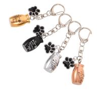 FUTUREORYY 4 Piezas De Llavero con Colgante De Urna para Mascotas Amuleto Conmemorativo para Mascotas Joyería De Cremación con Huella De Pata Recuerdo De Cenizas De Gato Colgante De