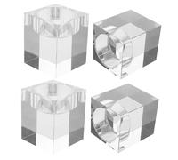FUTUREORYY 4piezas Portavelas De Cristal Transparente Soportes Cuadrados para Té Decoración De Centro De Mesa para Bodas y Hogar Accesorios Elegantes para Candelabros y Velas Tealight