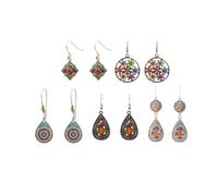 FUTUREORYY 5 Pares Pendientes Vintage Mujer de Aleación Colgante Bohemio y Diseño Hueco, Ligeros y Portátiles para Daily Dressing Estilo Elegante y Fashion