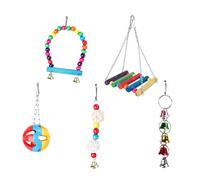 FUTUREORYY 5 Piezas Juego De Juguetes para Loros Vistoso Columpio De Loro De Juguete Balancearse Suspensión Columpio para Loros De Juguete Puente Colgante De Troncos De Loros De Madera