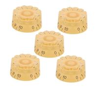 FUTUREORYY 5 Piezas Perillas de Guitarra Eléctrica 5 Piezas en Plástico Amarillo Claro Letras Negras, Perillas de Volumen y Tono de 18 Estrías para Control Preciso, Accesorio para