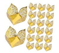 FUTUREORYY 50 Piezas Cajas Doradas para Chocolates Unidades Cajas de Regalo con Borde de Encaje y Diseño Hueco Espejo para Bodas Envoltorios para Trufas y para Detalles Invitados